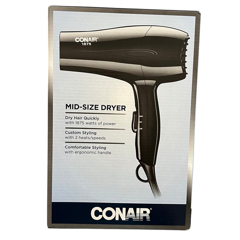 Conair 1875 Watt Mid-Size Hair Dryer, Powerful Drying and Styling